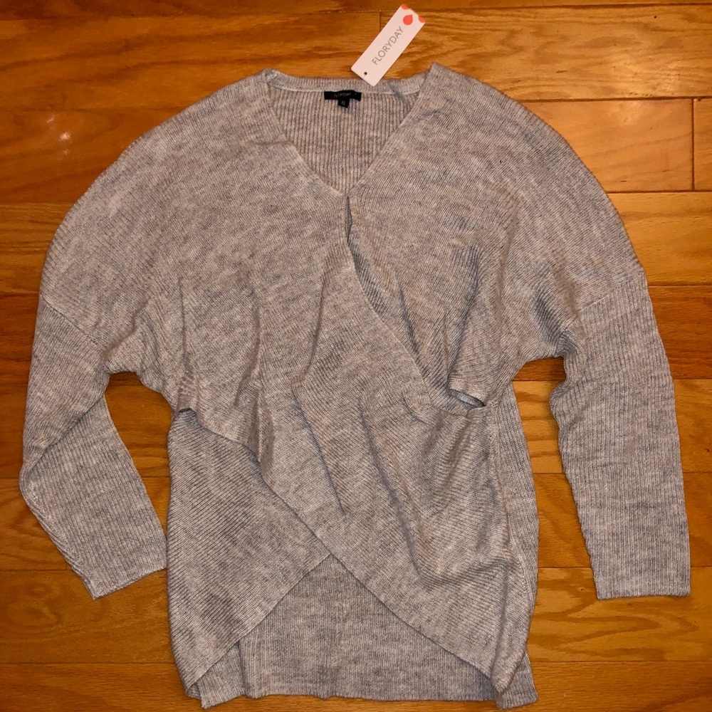 Grey Crossed Sweater